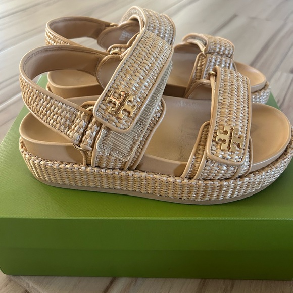 Tory Burch Kira Sport Raffia sandals - Picture 1 of 8